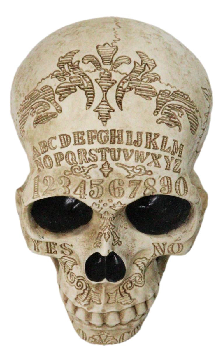 Ebros Paranormal Ouija Board Engraved Skull Figurine Gothic Resin Sculpture