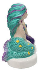 Ocean Siren Mermaids In Turquoise And Purple Ceramic Salt Pepper Shakers Set