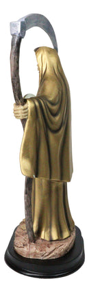 Gold Robe Santa Muerte With Scythe Patroness Of Wealth Decorative Figurine 12"H
