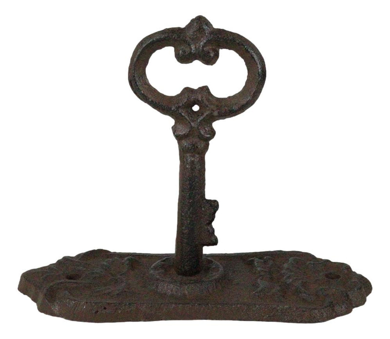 Pack Of 4 Cast Iron Rustic Distressed Fleur De Lis French Scroll Key Wall Hooks