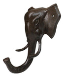 Cast Iron Rustic Abstract Safari Wildlife Jungle Elephant Wall Hook Sculpture