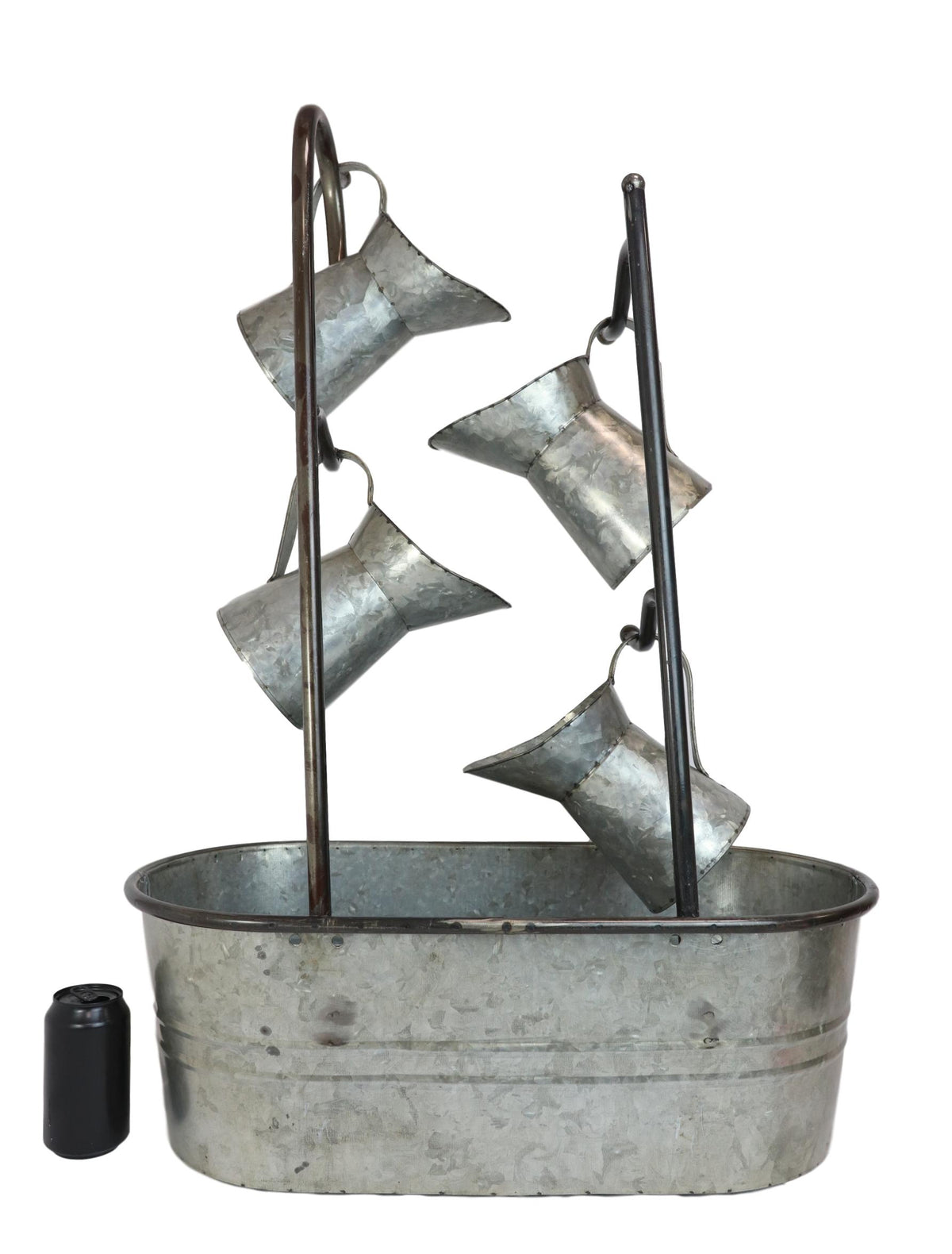 Galvanized Metal Rustic Watering Cans Cascading Basin Electric Water Fountain