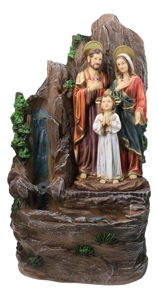 Catholic The Holy Family Joseph Mary Jesus Water Fountain Feature Sculpture 16"H - Ebros Gift