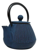 Blue Tokusa Geometric Textured Pattern Petite Cast Iron Teapot 10oz Tea Pot
