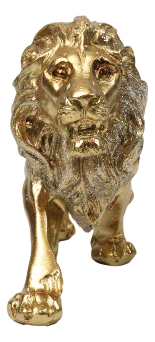 Faux Brass Gold Finish African Safari Prowling Lion King of The Jungle Figurine