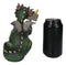 Whimsical Green Garden Dragon With Butterfly With Welcome Plank Sign Figurine