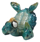 Comical Blue Shelled Sea Turtle On Back Flip Cell Phone Holder Stand Figurine