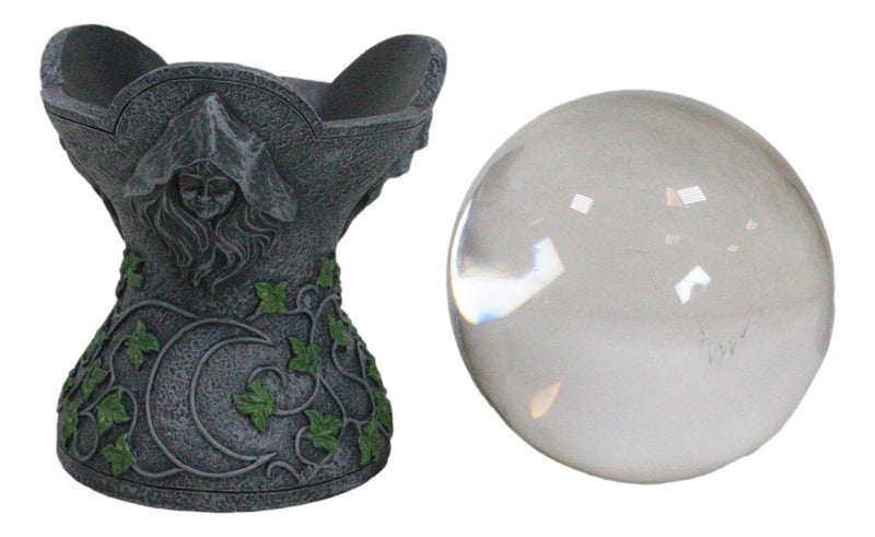 Wicca Sacred Moon Triple Goddess Mother Maiden Crone Pentagram Gazing Glass Ball