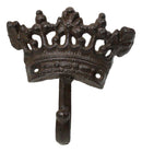 Pack Of 4 Cast Iron Medieval Royalty King and Queen Crowns Wall Coat Hooks