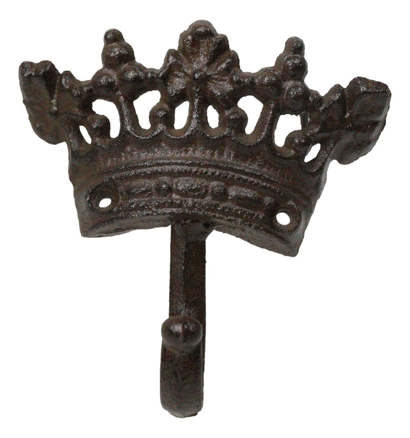 Pack Of 4 Cast Iron Medieval Royalty King and Queen Crowns Wall Coat Hooks