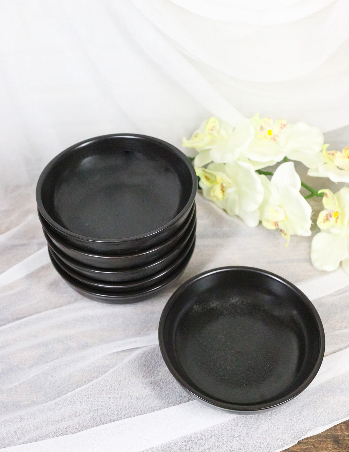 Pack Of 6 Kokuyo Black Ceramic Collection Shallow Bowl Or Deep Plates 10oz