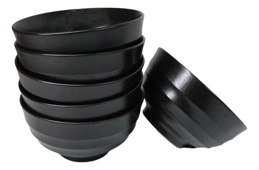 Pack Of 6 Black Kokuyo Minimalist Ceramic Medium Soup Salad Rice Bowls 24oz