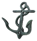 Pack of 2 Cast Iron Rustic Verdigris Sailor Ocean Ship Anchor Double Wall Hooks