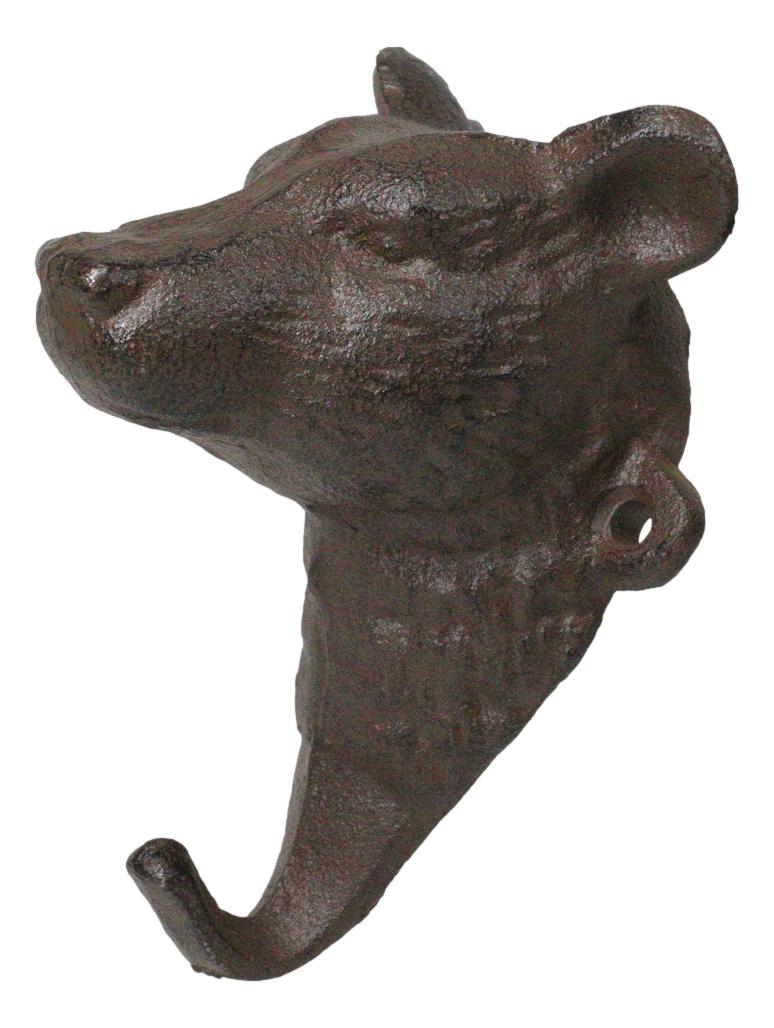 Pack Of 2 Cast Iron Rustic Forest Black Bear Wall Hook Sculptures For Coats Keys