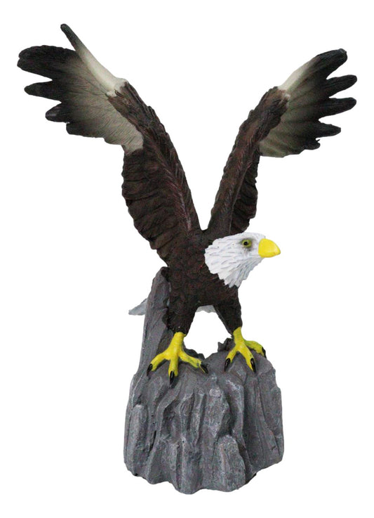 American Pride Bald Eagle with Open Wings by Rocky Cliff Ledge Figurine 5.75"H