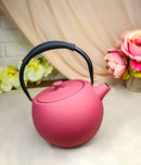 Pastel Pink Minimalistic Tilted Round Cast Iron Teapot 28oz Tea Pot With Handle