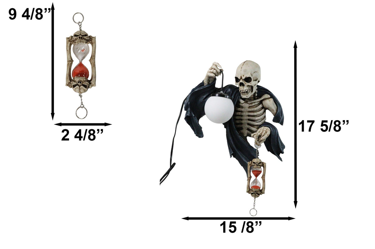 Ebros Time Waits For No Man Grim Reaper Skeleton Wall Relief Lamp with Hourglass