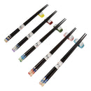 5 Pairs Of Fuji Mountain Miniature Ceramic Rests With Wooden Chopsticks Set