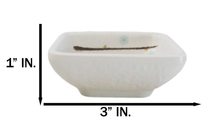 Pack Of 6 Square Yukino Hana Snowflakes Melamine Condiments Dipping Sauce Dishes