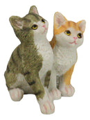 Realistic Animal Pets Sitting 2 Orange And Gray Tabby Cats Collectible Figurine