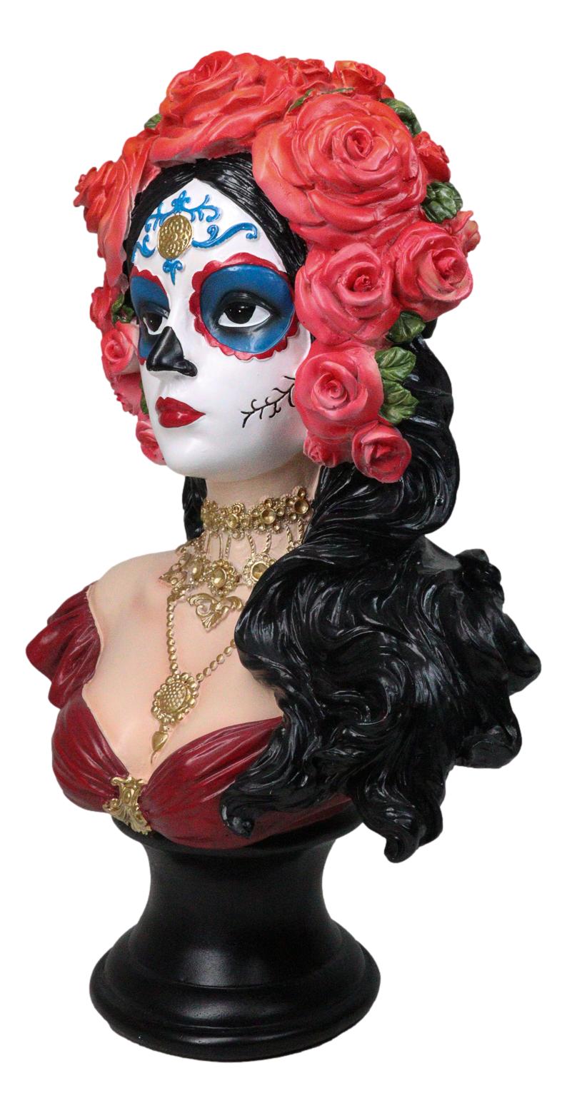 Day of The Dead Sugar Skull Lady Dancer Vivas Calacas Senorita Bust Figurine