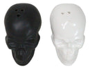 Matte Black And White Sugar Skulls Salt And Pepper Shakers Set Ceramic