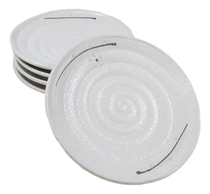 Pack Of 5 Ceramic Yukino Hana Collection Porcelain Round Dinner Plates 8.75" D
