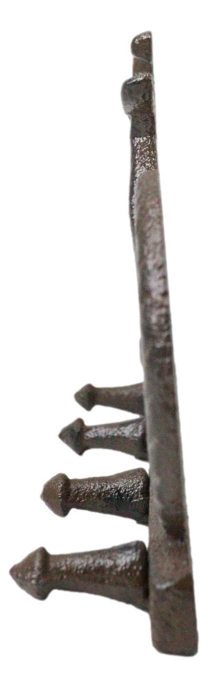 Rustic Cast Iron Hobby Pastime Bicycle Quadruple Multi Peg Wall Coat Hat Hook 8"