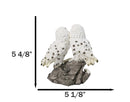 Snowy Owl Couple Figurine 5.5-Inch White Kissing Owl Statue on Snow-Covered Rock