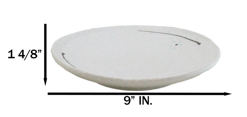 Pack Of 5 Ceramic Yukino Hana Collection Porcelain Round Dinner Plates 8.75" D