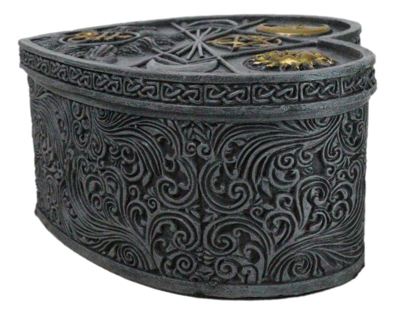 Astrology Sun And Moon Baphomet Pentagram Heart Shaped Decorative Jewelry Box