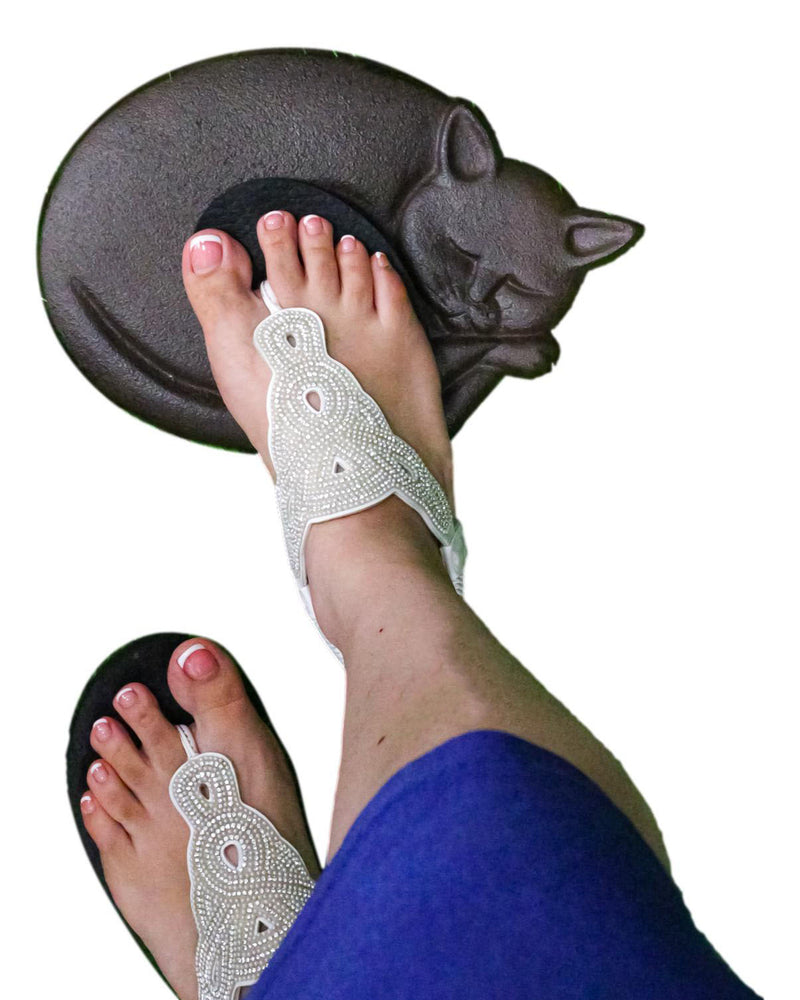 Set Of 3 Cast Iron Sleeping Kitty Cat Garden Stepping Stone Pave Foot Steps