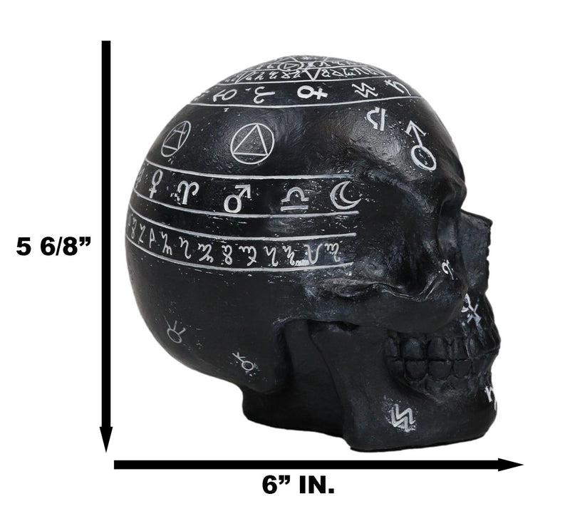 Gothic Wicca Black Mystic Arts Planetarium Zodiac Celestial Ancient Symbols Skull Figurine