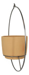 Modern Brown Clay Pot Wall Planter Pot Sconce With Round Wire Stand Holder