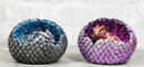 Set of 2 Galaxy Space Baby Dragons In LED Light Faux Geode Quartz Eggs Figurines