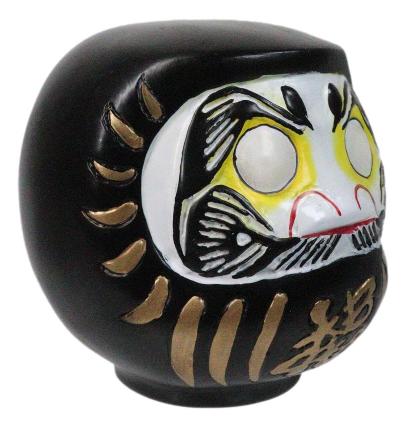 Black Talisman of Stability Japanese Zen Daruma Figurine With Unpainted Eyes