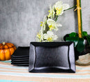 Pack Of 6 Black Silk Melamine Rectangular Wavy Sushi Dinner Buffet Plates 8.25”L