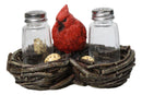 Wildlife Cardinal Nest Salt & Pepper Shaker Holder Red Bird Tabletop Figurine