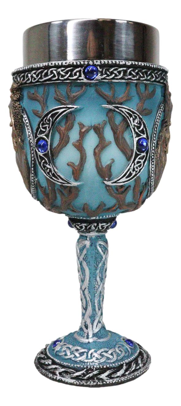 Celtic Knot Triple Moon Goddess Maiden Mother Crone Pagan Wiccan Wine Goblet