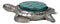Marine Faux Antiqued Silver Sea Turtle With Turquoise Shell Round Coaster Set