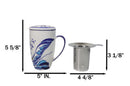 Great Wave Kanagawa 15oz Porcelain Tea Mug With Lid & Stainless Steel Infuser