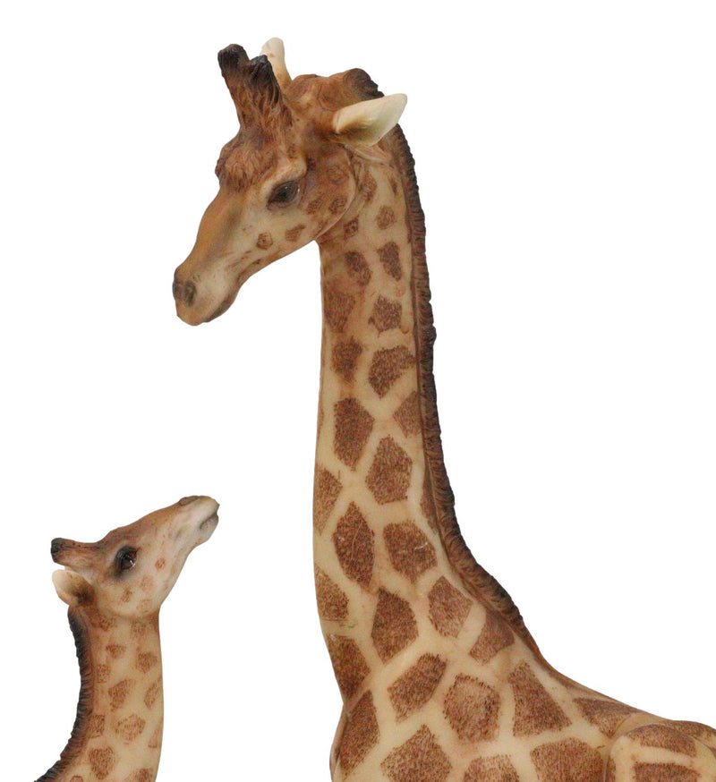 Safari Savannah Masai Giraffe Mother and Calf Sitting On Grasslands Figurine