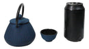 Royal Blue Tokusa Geometry Petite Cast Iron Teapot 10oz With 4 Mini Tea Cups Set