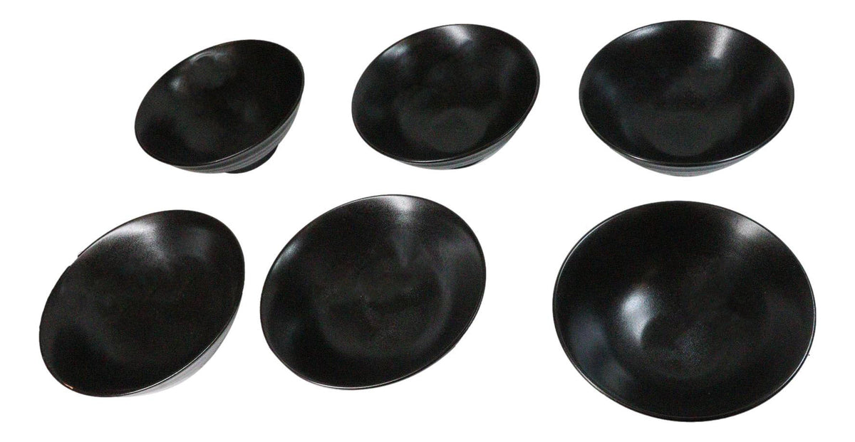 Pack Of 6 Black Kokuyo Ceramic Collection Large Ramen Soup Dinner Bowl 40oz
