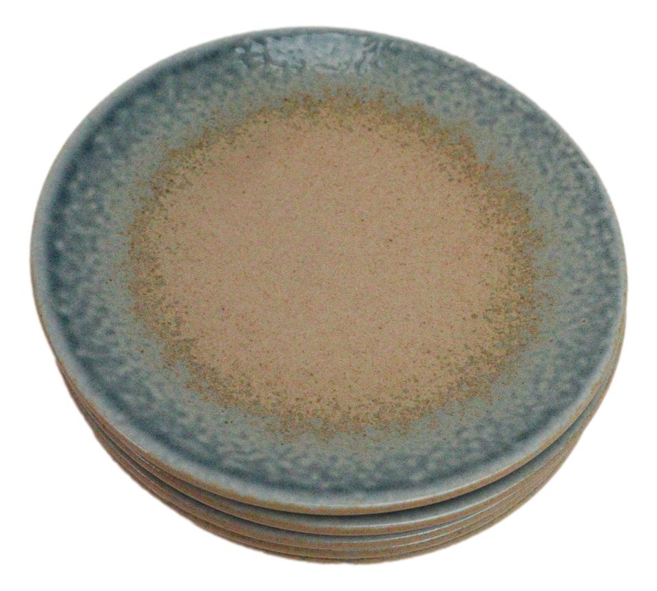 Set Of 5 Blue River Ao Nagashi Round Appetizer Dessert Salad Ceramic Plates 6"D
