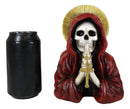 Day of The Dead Gothic Red Santa Muerte With Gold Halo Rosary Cross Bookends Set
