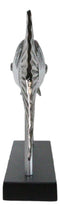Marine Faux Taxidermy Silver Tone Large Barracuda Fish Sculpture With Pole Stand