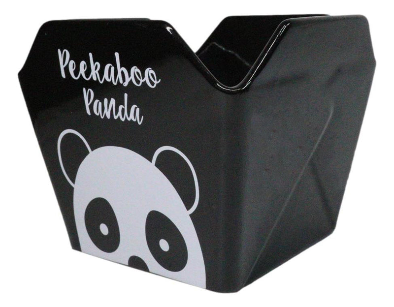 Black Peekaboo Panda Takeout To Go Box Serving Bowl With Chopsticks Set