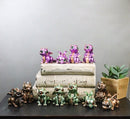 Set of 12 Metallic Purple Green & Black Mini Cyborg Steampunk Dragon Figurines