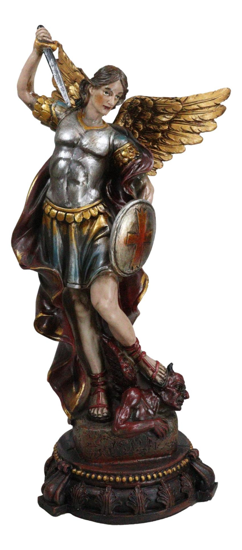 Armageddon War Archangel Saint Michael With Sword Trampling On Satan Figurine